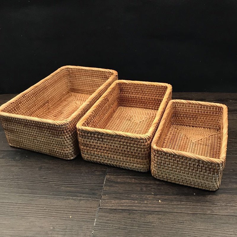 Rattan Basket Storage Organizer