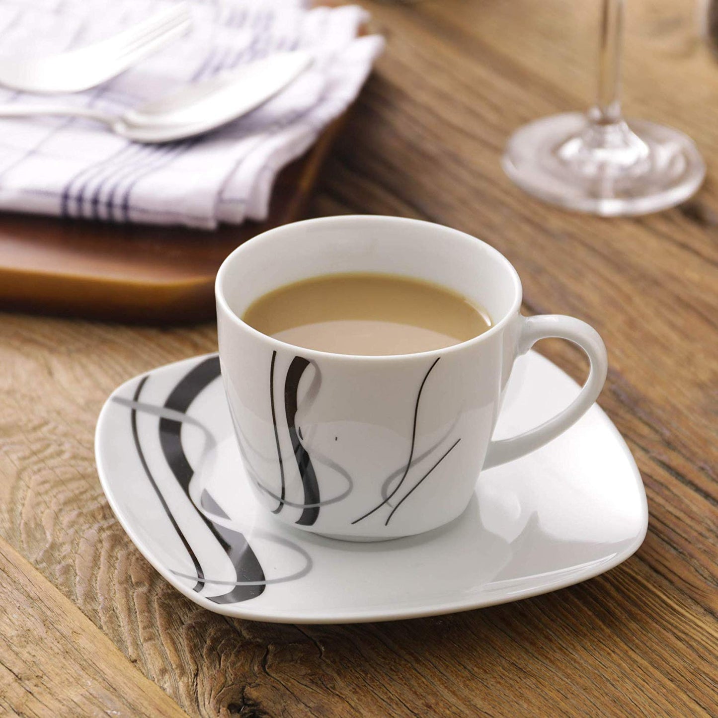 FIONA 12-Piece 220ml White Porcelain Drinkware Espresso Coffee Cups and Saucers Set Kitchen Family Office Coffee Cup Set - Nordic Side - 12, 220, and, Coffee, Cup, Cups, Drinkware, Espresso, 