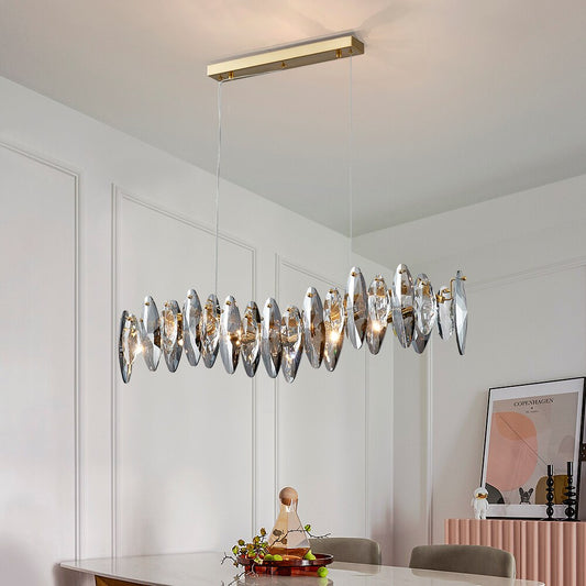 Zoey Smokey Crystal Bar Chandelier