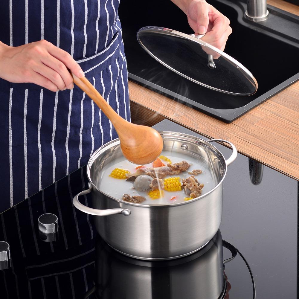 Cookware Set Stainless Steel 8-Piece Cooking Pot Pan Set Induction Safe Saucepan Casserole with Glass lid Non Stick (Silver) - Nordic Side - Casserole, Cooking, Cookware, Glass, Induction, li