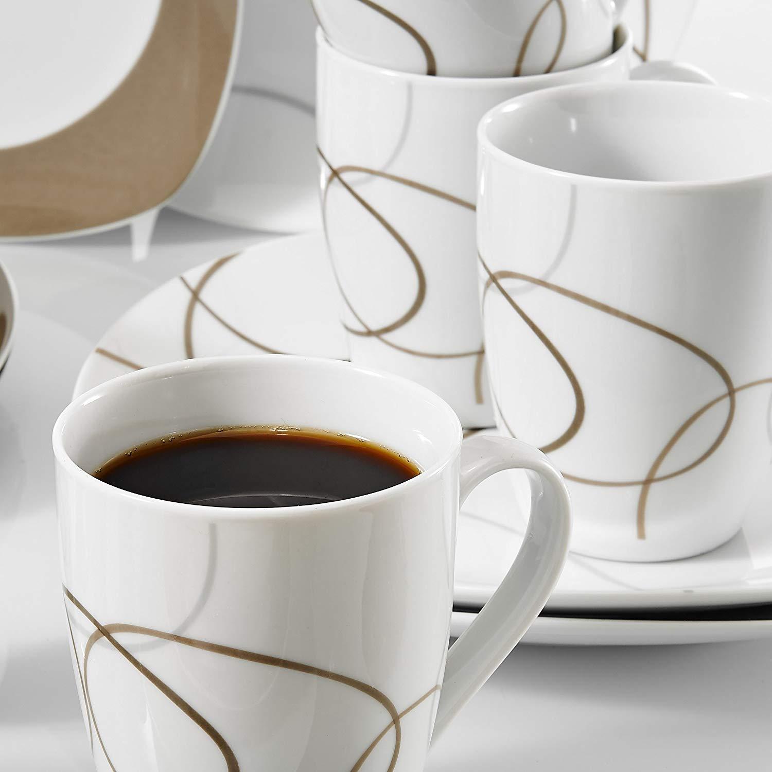 NIKITA 40-Piece Kitchen Porcelain Dinner Plate Combi-Set Tableware Set with 8*Egg Cup,Mug,Dessert Plate,Bowl,Dinner Plate - Nordic Side - 40, CombiSet, CupMugDessert, Dinner, Egg, Kitchen, NI