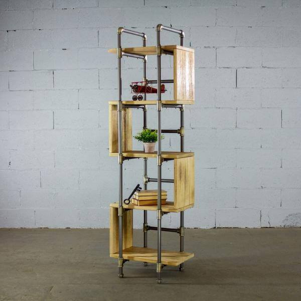 Modern Five Shelf Open Pipe Display Bookcase - Nordic Side - architecture, arcitecture, art, artichture, artist, ashley furniture near me, bobs furniture outlet, cheap furniture near me, city