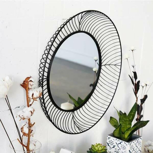 Nicolina - Round Iron Frame Mirror