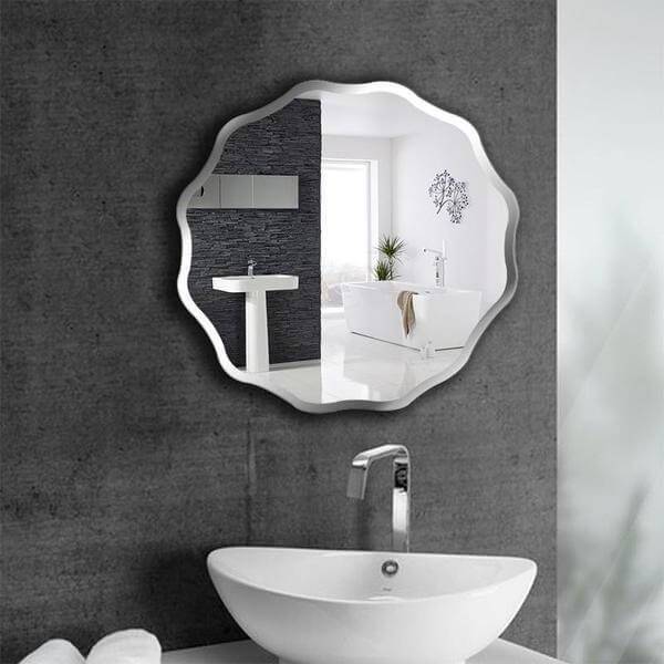 Rowena - Wavy Frameless Mirror - Nordic Side - architecture, arcitecture, art, artichture, artist, bathroom vanity, contemporaryart, crystal chandelier, decor, decoration, design, designer, d