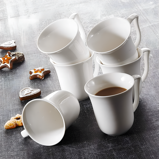Amparo Elegant White Porcelain Coffee Mugs | Dining | NordicAbode.com