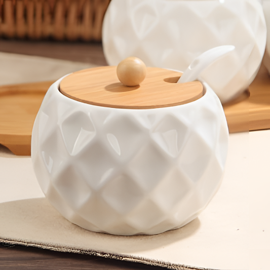 Spheric Bamboo Ceramic Herb Container | Kitchen Decor | NordicAbode.com