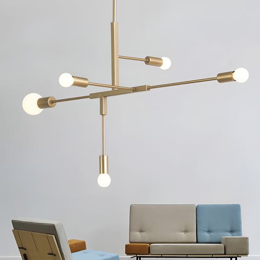 Elko Sleek Gold Chandelier - 5 Lights | Lighting | NordicAbode.com