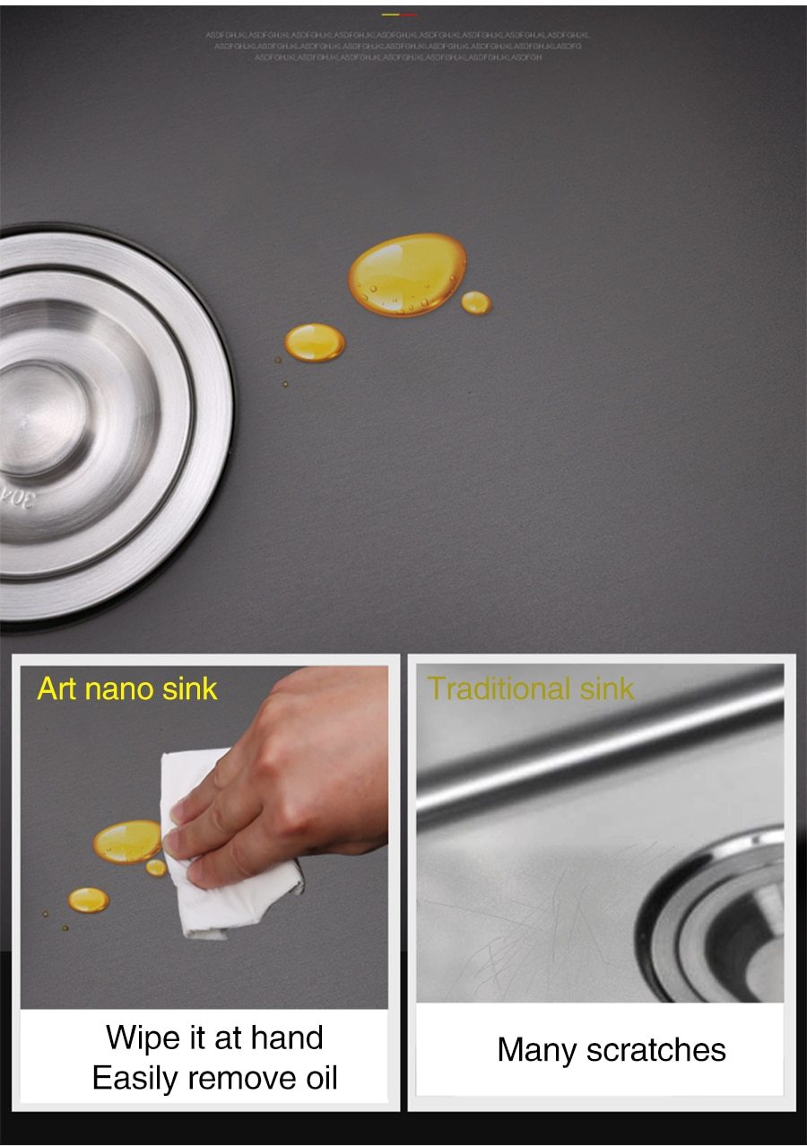 Philippus - Black Nano Stainless Steel Kitchen Sink - Nordic Side - 03-27, feed-cl0-over-80-dollars, modern-pieces