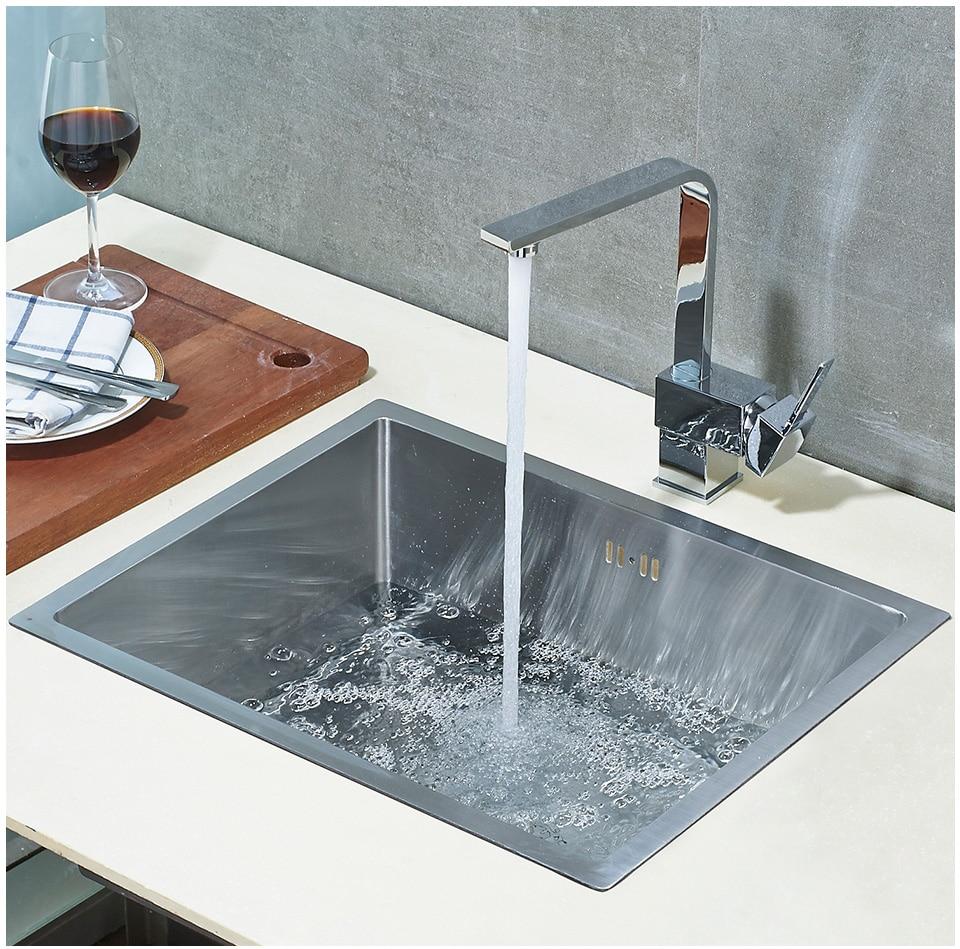 Brantley - Single Handmade Stainless Steel Kitchen Sink - Nordic Side - 03-16, modern-pieces