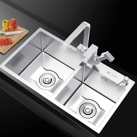 Vertigo - Stainless Steel Double Kitchen Sink - Nordic Side - 11-26, kitchen, modern-pieces, sink