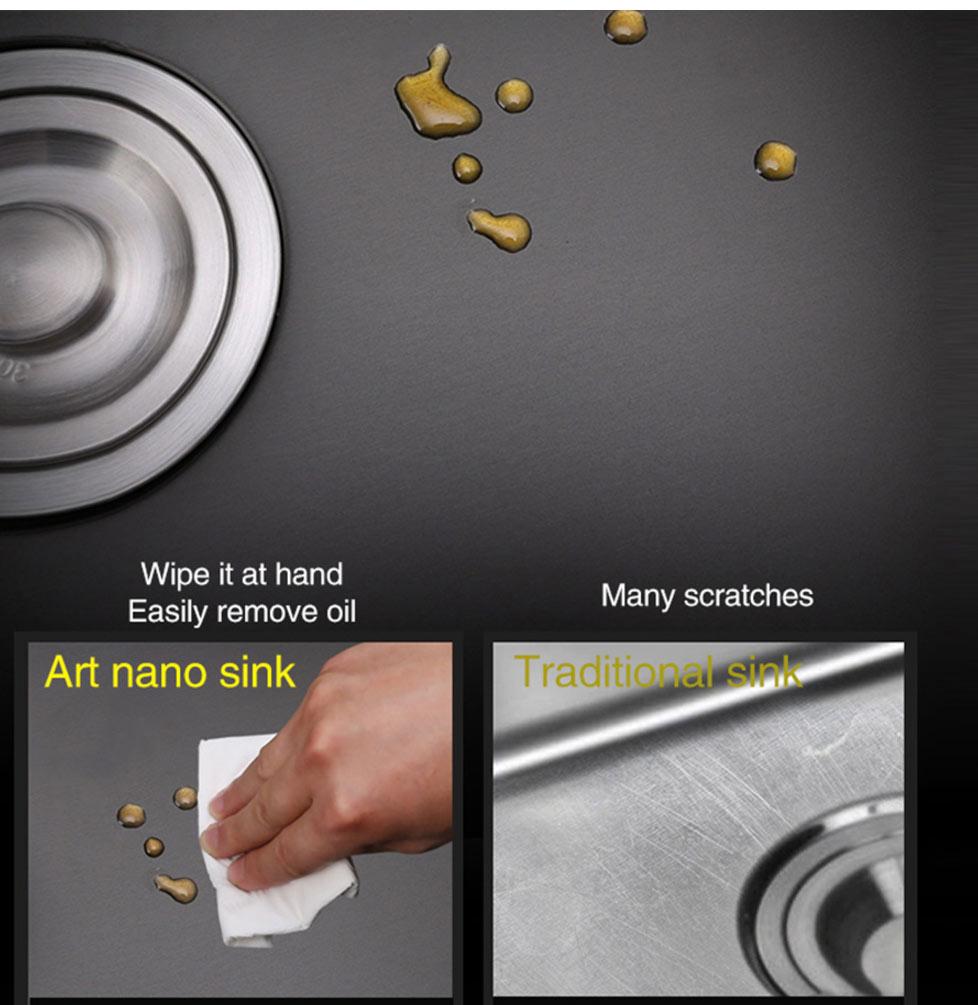 Ari - Black Nano Antibacterial Stainless Steel Double Bowl Kitchen Sink - Nordic Side - 03-18, modern-pieces