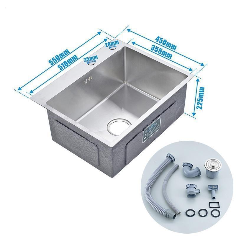 Brantley - Single Handmade Stainless Steel Kitchen Sink - Nordic Side - 03-16, modern-pieces