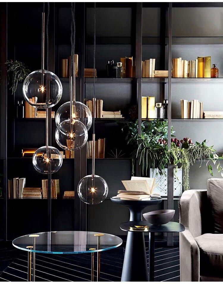 Clear Glass Iron Droplight - Nordic Side - 
