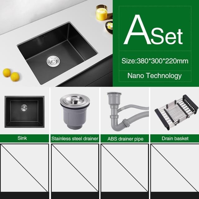 Philippus - Black Nano Stainless Steel Kitchen Sink - Nordic Side - 03-27, feed-cl0-over-80-dollars, modern-pieces
