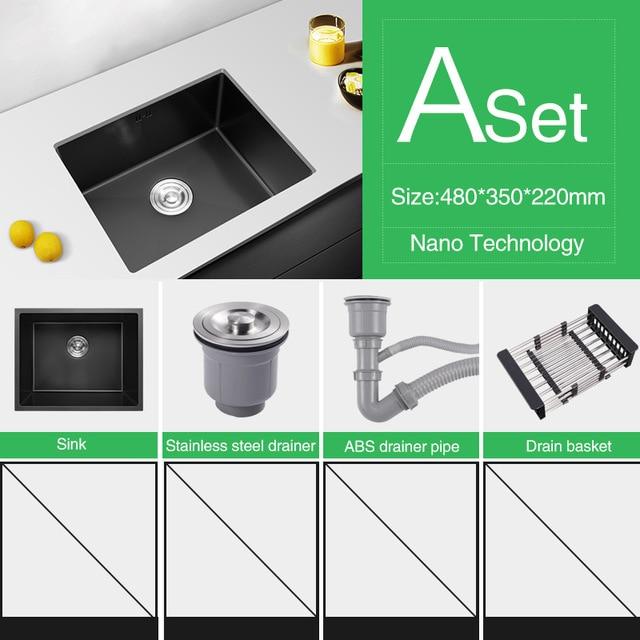 Philippus - Black Nano Stainless Steel Kitchen Sink - Nordic Side - 03-27, feed-cl0-over-80-dollars, modern-pieces